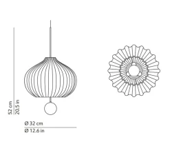 Suspension, Lilli, opalin et laiton, Ø32cm, H52cm - KDLN