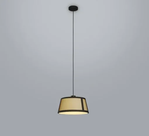 Suspension, Lilly, 558.25, noir texturé, tissu beige et maille noire, IP40, Ø50cm, H25cm - Tooy