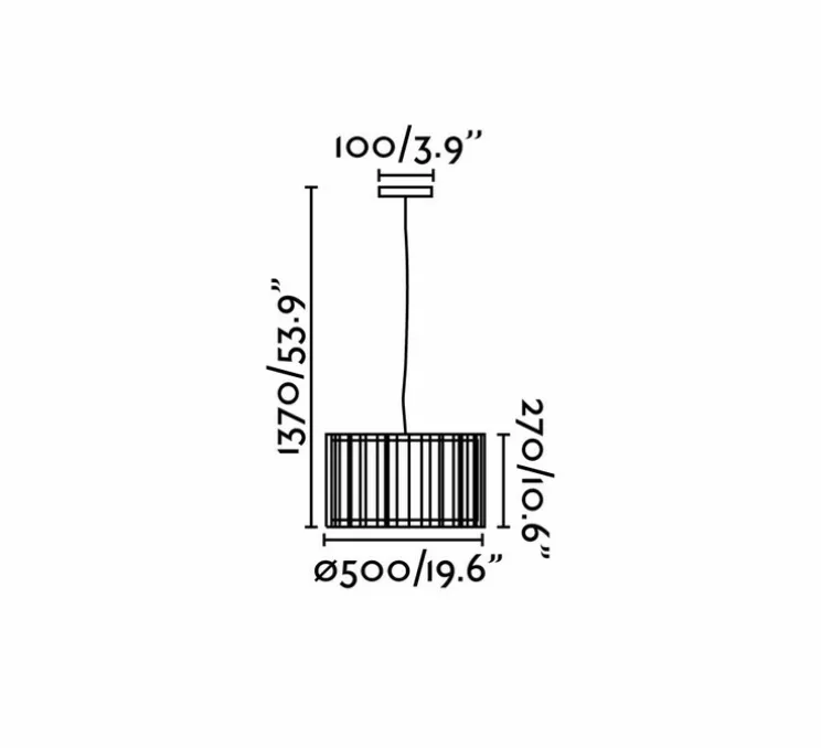Suspension, LINDA, noir, Ø50cm, H137cm - Faro