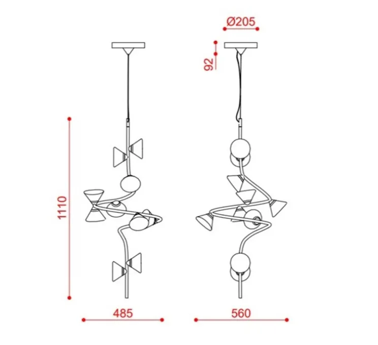 Suspension, Linfa 565.22m, titanium, IP40, LED, dim, 2700K, 3500 lm, Ø56cm, H111cm - Tooy