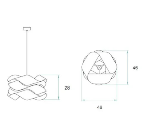 Suspension, Link, bois de cerisier, câble transparent, nickel, Ø46cm, H28cm- LZF