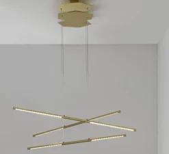 Suspension, Link ,laiton satiné, LED, L59cm, H100cm - CVL