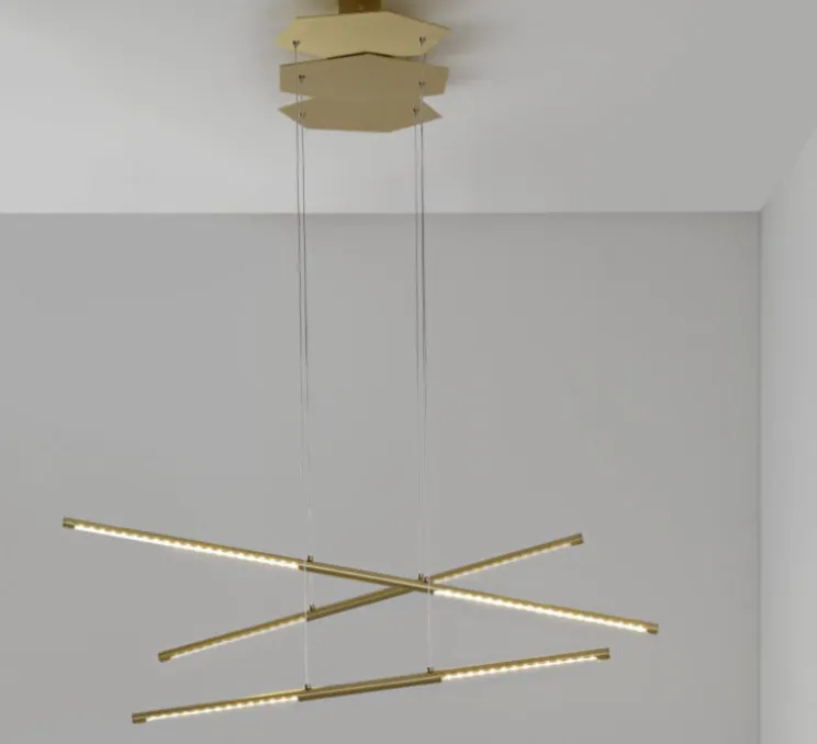 Suspension, Link ,laiton satiné, LED, L59cm, H100cm - CVL