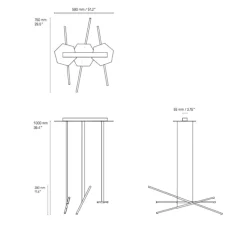 Suspension, Link ,laiton satiné, LED, L59cm, H100cm - CVL