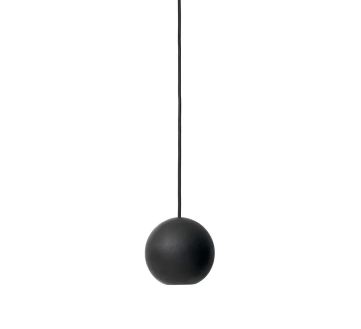 Suspension, Liuku Ball, bois, tilleul, noir, Ø12cm, H12cm - Mater