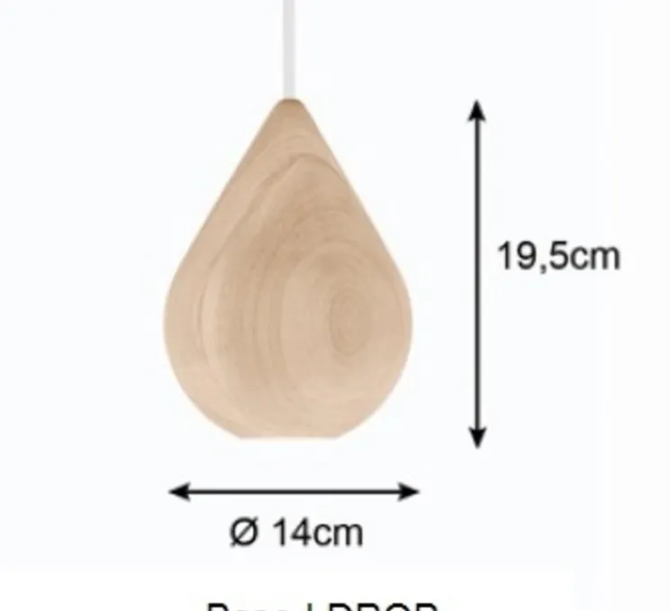 Suspension, Liuku Drop, bois, tilleul, Ø14cm, H19,5cm - Mater