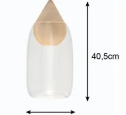 Suspension, Liuku, verre transparent, bois, Ø19,5cm, H40,5cm - Mater