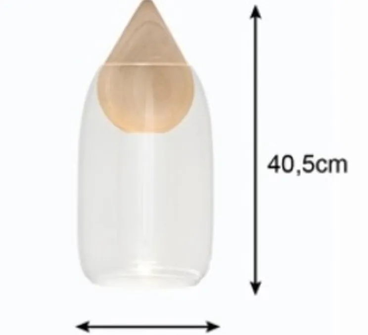 Suspension, Liuku, verre transparent, bois, Ø19,5cm, H40,5cm - Mater