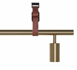 Suspension, Long John 6, Laiton, sangle en cuir marron, L220cm, H17cm - Rubn