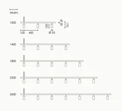 Suspension, Long John 6, Laiton, sangle en cuir marron, L220cm, H17cm - Rubn