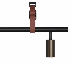 Suspension, Long John 5, Noir, bronze, sangle en cuir marron, L180cm, H17cm - Rubn
