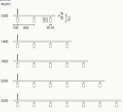 Suspension, Long John 5, Noir, bronze, sangle en cuir marron, L180cm, H17cm - Rubn
