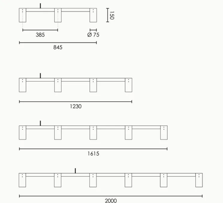Suspension, Long Kennedy 3, bronze, L84,5cm, H15cm - Rubn