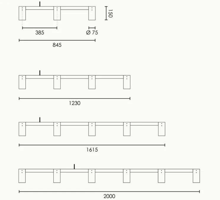 Suspension, Long Kennedy 4, bronze, L123cm, H15cm - Rubn