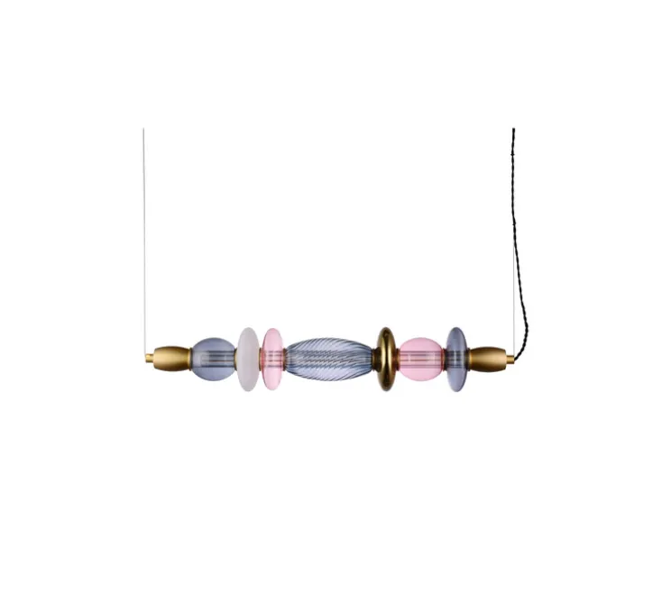 Suspension, Léonor horizontale, rose, doré miroir, fumé, L82,6cm, H15cm - Elements lighting