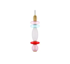 Suspension, Léonor verticale, bleu, rouge, opaque, Ø15cm, H55cm - Elements lighting