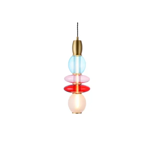 Suspension, Léonor verticale, bleu, rouge, opaque, Ø15cm, H39,7cm - Elements lighting