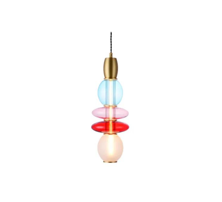 Suspension, Léonor verticale, bleu, rouge, opaque, Ø15cm, H39,7cm - Elements lighting