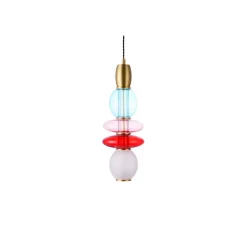 Suspension, Léonor verticale, bleu, rouge, opaque, Ø15cm, H39,7cm - Elements lighting