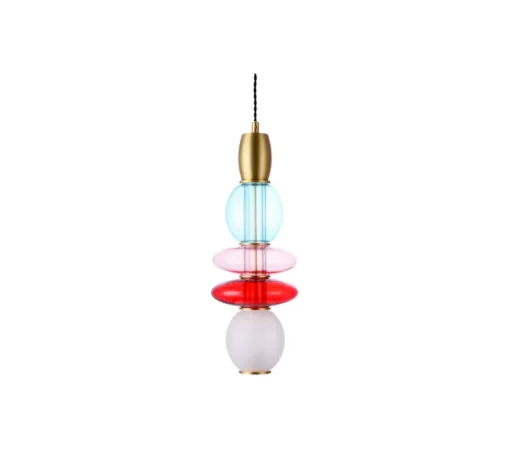 Suspension, Léonor verticale, bleu, rouge, opaque, Ø15cm, H39,7cm - Elements lighting
