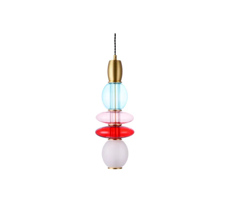 Suspension, Léonor verticale, bleu, rouge, opaque, Ø15cm, H39,7cm - Elements lighting