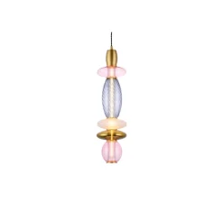 Suspension, Léonor verticale, rose, doré miroir, fumé, Ø15cm, H55cm - Elements lighting