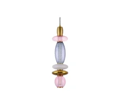 Suspension, Léonor verticale, rose, doré miroir, fumé, Ø15cm, H55cm - Elements lighting