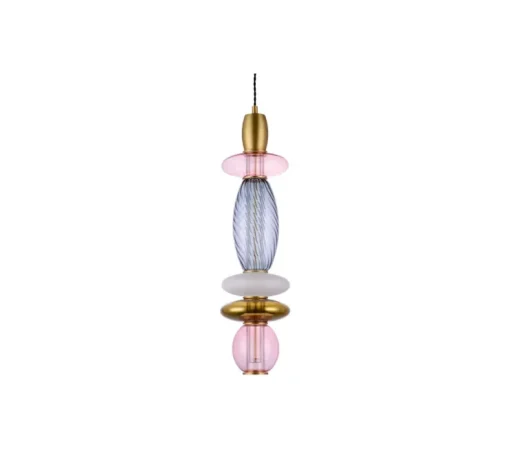 Suspension, Léonor verticale, rose, doré miroir, fumé, Ø15cm, H55cm - Elements lighting