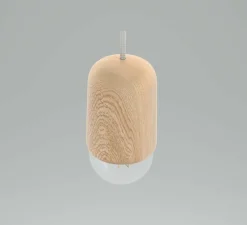 Suspension, Luce Medium, chêne massif, 2800K, 400lm, H18cm, Ø10cm - Hartô