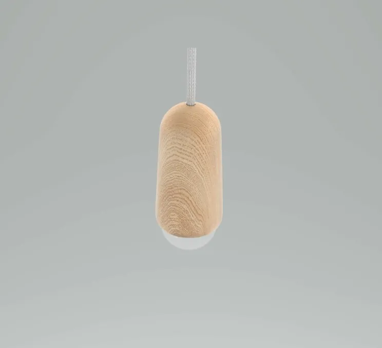 Suspension, Luce Small, chêne massif, 2800K, 400lm, H14cm, Ø6cm - Hartô