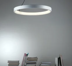 Suspension, Lunaop 80 avec rosace, blanc, LED, 2700K, 5600 lm, Ø80cm, H6,5cm - Martinelli Luce