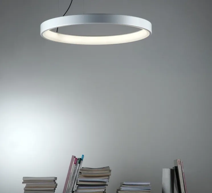 Suspension, Lunaop 80 avec rosace, blanc, LED, 2700K, 5600 lm, Ø80cm, H6,5cm - Martinelli Luce
