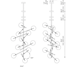 Suspension, Lustre, RD15 12 Arms, Noir mat, Ø138,8cm, H200cm - Schwung