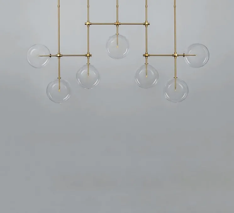 Suspension, Lustre, Soap B7 LG, Laiton laqué bruni, L183,3cm, H102cm - Schwung
