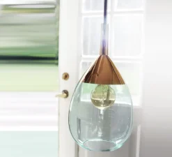 Suspension, Lute M, vert, or, Ø22cm, H49cm - Ebb and Flow