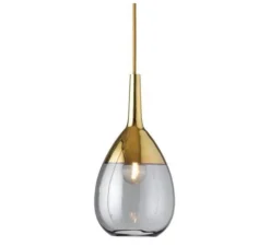 Suspension, Lute S, gris fumé, or, Ø14cm, H27cm - Ebb and Flow