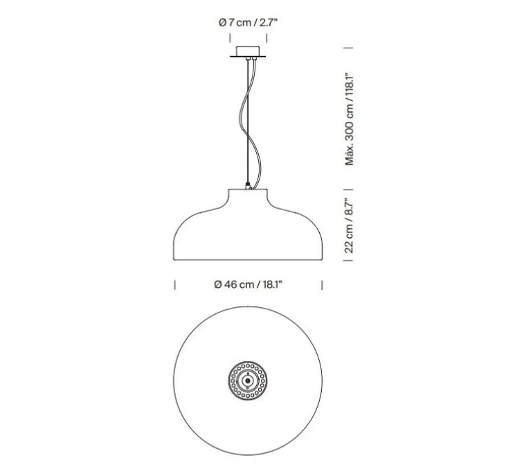 Suspension, M68, aluminium poli, Ø46cm, H22cm - Santa & Cole