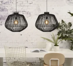 Suspension, Madagascar, rotin noir, Ø50cm, H50cm - Good&Mojo