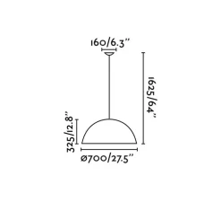 Suspension, Magma 3L, blanc, or, Ø70cm, H32,5cm - Faro