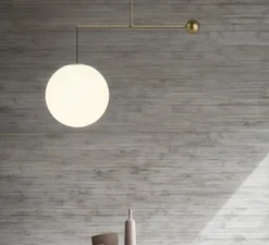 Suspension, Malamata B01S48, laiton brossé, abat-jour Ø48cm, L119cm, H132cm - Luceplan