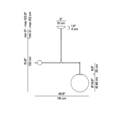 Suspension, Malamata B01S48, laiton brossé, abat-jour Ø48cm, L119cm, H132cm - Luceplan