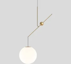Suspension, Malamata B01S22, laiton brossé, abat-jour Ø22cm, L106cm, H86cm - Luceplan
