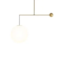 Suspension, Malamata B01S22, laiton brossé, abat-jour Ø22cm, L106cm, H86cm - Luceplan