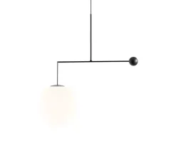 Suspension, Malamata B01S48, noir mat, abat-jour Ø48cm, L119cm, H132cm - Luceplan