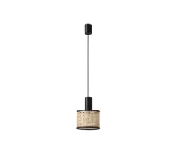 Suspension, Mambo, noir,rotin Ø21cm, H20cm - Faro