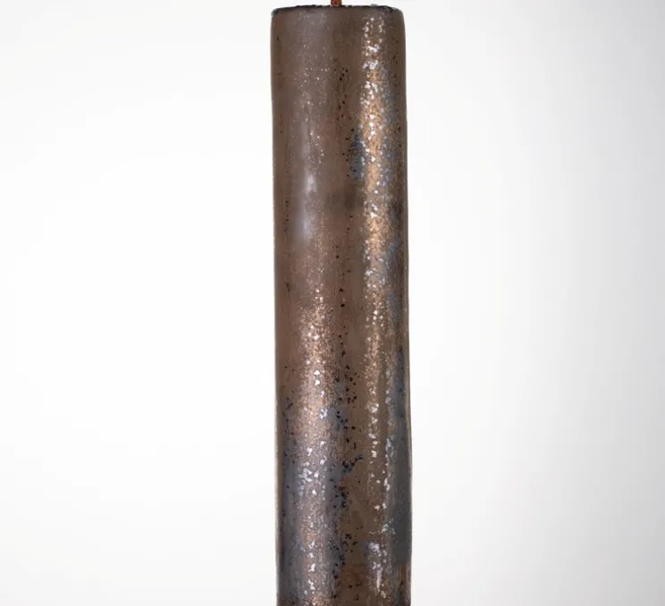 Suspension, Mamora, grès bronze, émaillé orange, Ø8cm, H38cm - Nexel