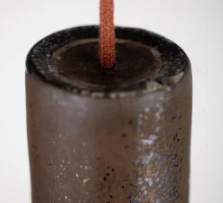 Suspension, Mamora, grès bronze, émaillé orange, Ø8cm, H38cm - Nexel