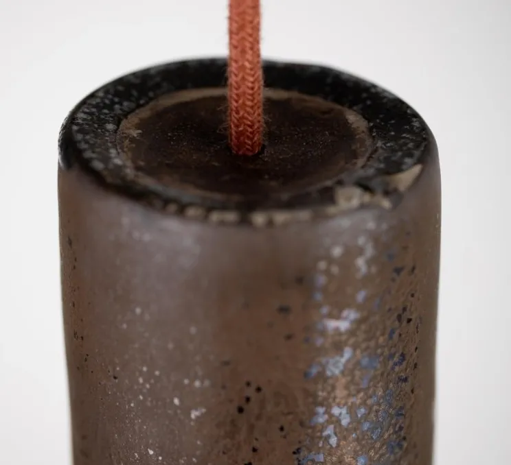 Suspension, Mamora, grès bronze, émaillé orange, Ø8cm, H38cm - Nexel