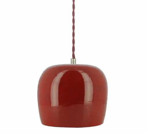 Suspension, Marcel, rouge, avec câble tressé bordeaux, Ø16cm, H16cm - Nexel