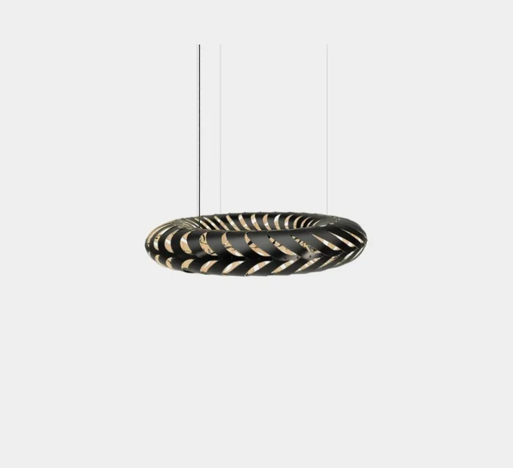 Suspension, Maru, small, version en kit, bambou naturel / noir, Ø110cm, H20cm - David Trubridge